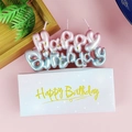 Pink and blue gradient Happy Birthday candle with gold glitter for cake decoration - Pink Blue Gradient - Happy Birthday