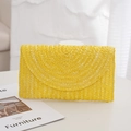 Chic bright yellow straw woven envelope clutch bag with unique spiral texture - 26*17cm / Yellow