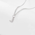 Sparkling sterling silver necklace featuring a letter J pendant with zircon stones - J-Necklace-Silver