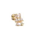 Minimalist golden teddy bear stud earring with clear zircon stones and screw back ball - Gold Panda/Bear