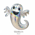 Holographic ghost foil balloon for Halloween party decor 90x86cm size variant - Large Laser Ghost