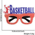 Red basketball party glasses with blue lettering and player silhouette, 16.8cm width - Party Glasses / Dunking Player Style