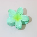 Mint green tropical plumeria flower hair claw clip with yellow gradient center detail - 1 Piece / #12 Aquamarine / Bulk Packaging