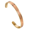 Gold-plated open bangle with pink enamel geometric triangles on polished titanium steel - Pink Geometric