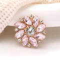 Pink gemstone sunflower charm with crystal accents on golden metal base for DIY decor - Pink