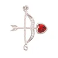Pendentif flèche de Cupidon en argent avec pierre cœur rouge et zircons blancs - Flèche de Cupidon (Grande) / Or blanc