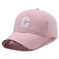 Pink breathable mesh baseball cap with white C letter embroidery and sport brim detail - Pink