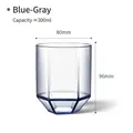 Blue-grey translucent hexagonal tumbler with 300ml capacity and geometric base design - 300ml / Blue Gray
