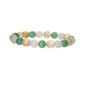 Bracciale in pietre naturali 8mm con avventurina verde e quarzo rutilato dorato - Citrino + Avventurina + Pietra Bianca