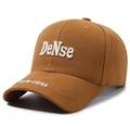 Brown cotton baseball cap with white DeNse embroidery and New-China brim detail - Adjustable / Deep Beige