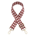 Détail de la bandoulière tissée pied-de-poule rouge et blanc avec boucles dorées - Pied-de-poule / Rouge Brique