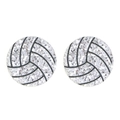Boucles d'oreilles volleyball étincelantes en paillettes argentées au design athlétique - Volley-ball Acrylique (11171)