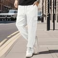 Pantaloni cargo bianchi da uomo con coulisse in vita e ampie tasche laterali - S / Bianco