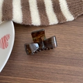 French vintage style dark brown tortoiseshell bow hair claw clip in acetate material - Olive Brown