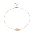 Detail of interlocking handcuff pendants in gold and silver finish with S.Steel tag - Necklace / Two-Tone Gold & Silver