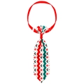 Christmas pet necktie with red wave pattern, snowflakes, and adjustable elastic strap - Red Green White Wave Pattern Snowflake (NT269-13)