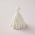 Creative white wedding dress shaped scented candle with delicate lace and pleat details - Pure White [English Pear & Freesia]