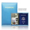 Light blue slim PU leather passport holder with dimensions 20x14cm unfolded - Blue