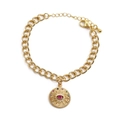 Verstellbares vergoldetes Evil Eye Armband mit bunten Zirkonia und rotem Stein - 0014-Roter Rubin Radialer Böser Blick