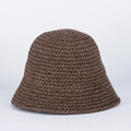 Handwoven coffee brown straw bucket hat with breathable texture for summer beach vacations - M (56-58cm) / Coffee