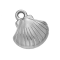 Silver shell-shaped stainless steel pendant charm with a polished finish for DIY jewelry - Steel 502# Shell / 11*12.5mm