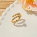 French vintage nail open ring in gold finish with micro-pave cubic zirconia crystals - Style F (Full Diamond Nail)