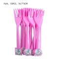 Set of 10 pink cartoon elephant plastic forks for girls' birthday party table decorations - Pink Plastic Forks 10PCS