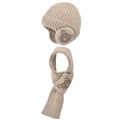 Set berretto e sciarpa in maglia per bambini con simpatico motivo orso beige - Beige