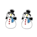 Festive Christmas snowman earrings with colorful enamel details on white background - A138-34 Snowman