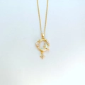 Elegante collana celeste dorata con ciondolo stella luna e pietra di luna - Collana Stella Luna - Oro