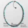 Collana colorata fatta a mano con turchese naturale, quarzo rosa e catena di estensione - Turchese Blu