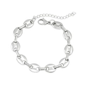 Silver stainless steel coffee bean link bracelet with lobster clasp and extender - Steel Color 9mm Bracelet