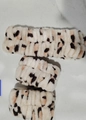 Set fascia e polsini in peluche leopardato per lavaggio viso e cura della pelle - Set da 3 pezzi stampa leopardata beige (148#)