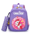 Purple unicorn print school backpack for kids with matching pencil case set - Purple Unicorn