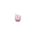 Pink evil eye charm with gold metal frame and ring for DIY necklace and jewelry making - Gold/Pink