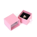 Rosa Schmuckschachtel mit schwarzem Samteinsatz für Ringe und Halskettenverpackung - 7*9*3cm / Rosa