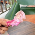 Detailed view of pink jellyfish hair claw clip with gold foil and acetate glitter finish - Mermaid Pink - Rose Pink Jellyfish