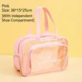 Pink large travel toiletry bag with shoe compartment and clear window 36x15x25cm - With Shoe Compartment / Pink
