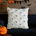 White plush throw pillow case with 3D ghost pattern on a dark blue sofa - 18x18 Inch / Ghost 2
