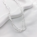 Collana di ematite placcata in argento con perline irregolari e finitura lucida - Distanziatore Taglio Diamante (4#) / 2*1mm / Argento