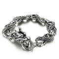 Bracciale drago vintage in acciaio inossidabile con catena a squame stile retrò uomo - Stile Testa di Drago a Scaglie Retro (KB48801-D)