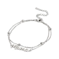 Double-layered 18K gold plated stainless steel Mama letter beaded chain bracelet - Double Layer Chain / Steel