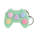 Mini mint green game controller keychain with colorful silicone fidget buttons - Handled Style / Green