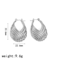 Silver stainless steel ribbed hoop earrings measuring 33.6mm in height and 22.6mm in width - Silver (TE60164-S)