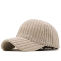 Detailed side view of off-white corduroy baseball cap showing soft ribbed texture - Adjustable / Beige