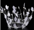 Elegante tiara de plata con perlas y hojas blancas para decoración de tartas - Hoja Blanca Perla Redondo