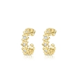 Ear cuff a stella dorati con zircone incastonato per donna dal design geometrico pulito - Orecchino a Clip Stella Oro (JQH0012-GG)