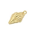 Detailed view of a 3D golden metal conch shell charm with realistic textured surface - 3D Conch - Gold