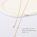 18K gold plated 1.5mm stainless steel chain necklace with 40cm+5cm adjustable length - Gold S-Chain