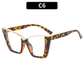 Schicke Cat-Eye-Brille in Schildpatt-Optik mit goldener Metallbrücke für Damen - C6-Schildpatt